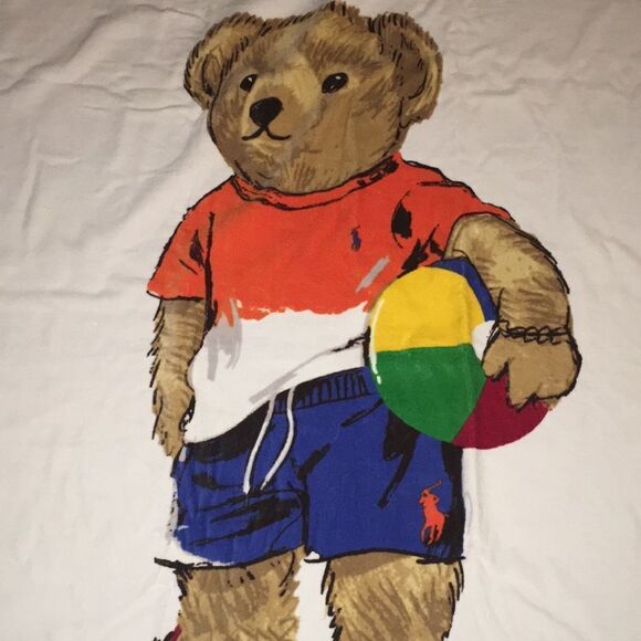 Big new Polo Bear Basket Beach Boy w/Ball Mens style Towel Ralph Lauren NWT - Picture 2 of 3